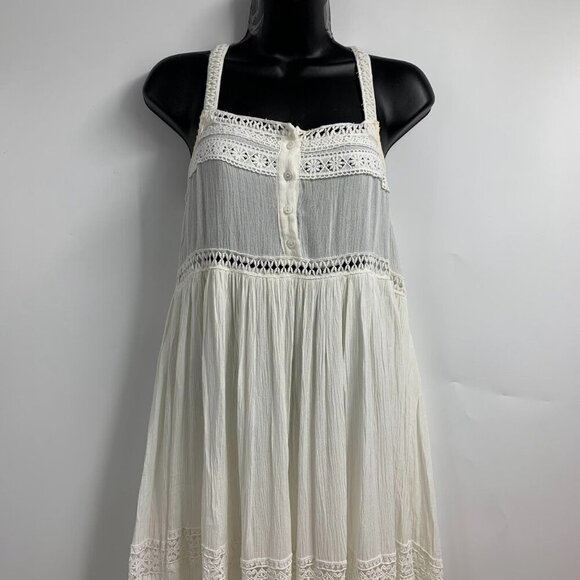 Vici Women's Pucker Up Plisse Embroidered Crochet Maxi Dress Size M‎ - Picture 3 of 12